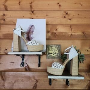 Jessica Simpson NIB Aditi Peep Toe Platform Sandal Block Heel Bright White Sz 10